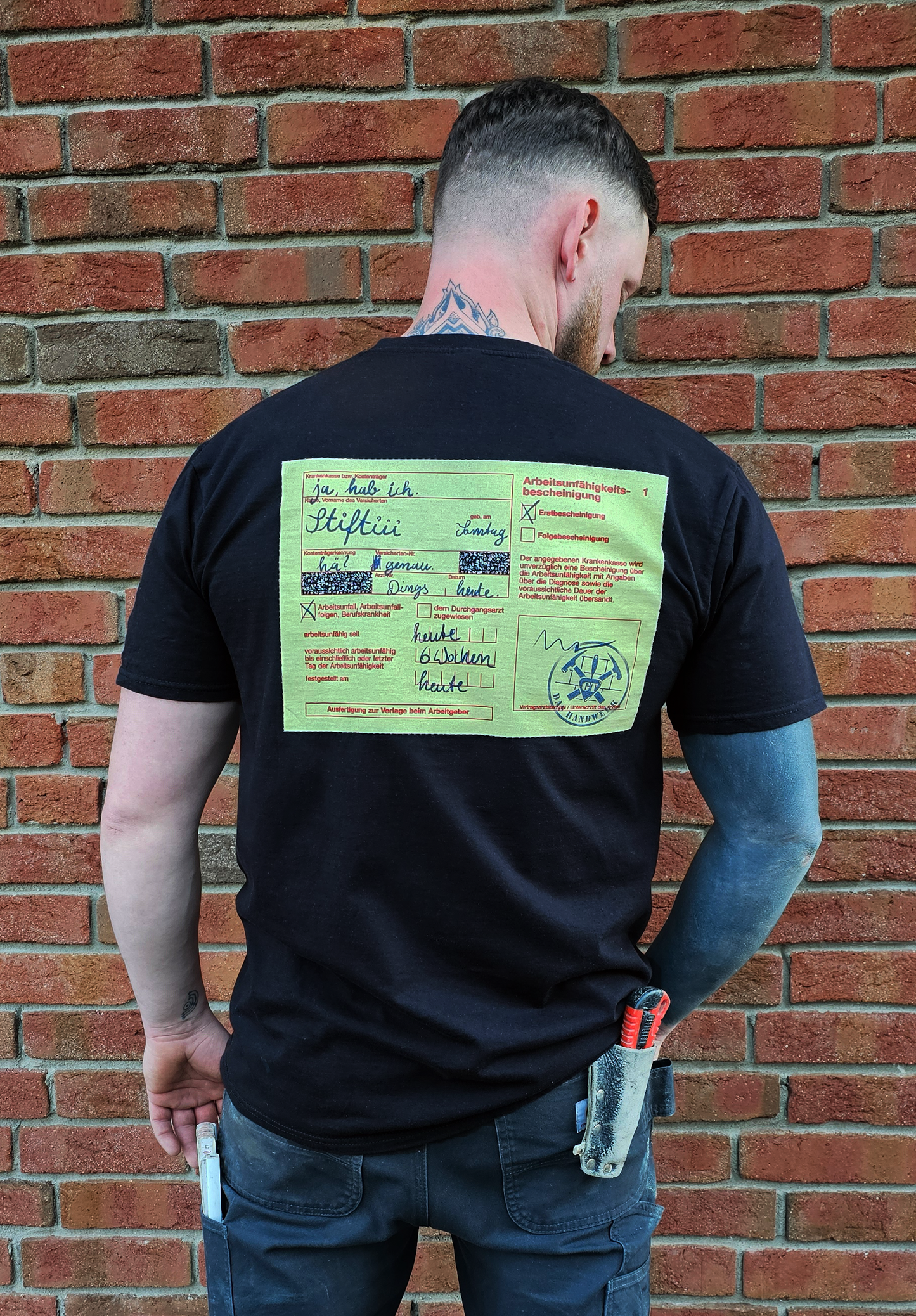 GT DAS HANDWERK - KURZARM STIFTI T-SHIRT SCHWARZ
