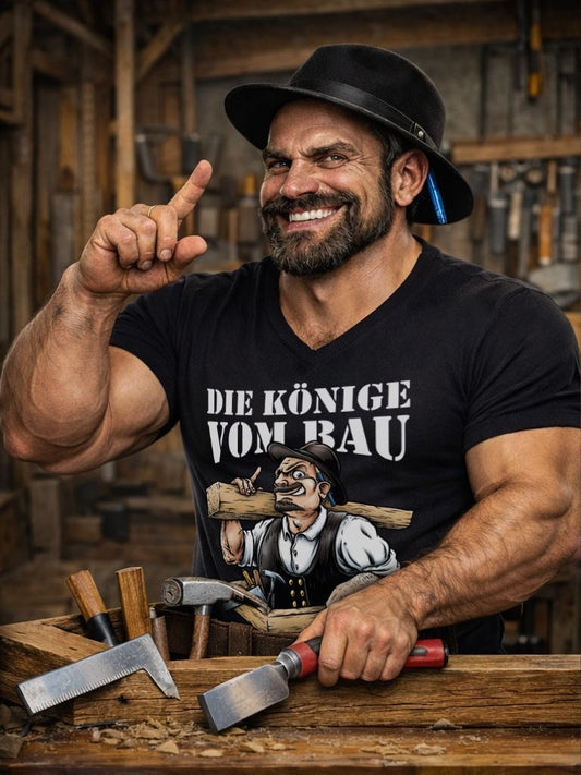 T-Shirt König der Baustelle Zimmermann Frontprint