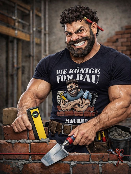 T-Shirt König der Baustelle Maurer Frontprint