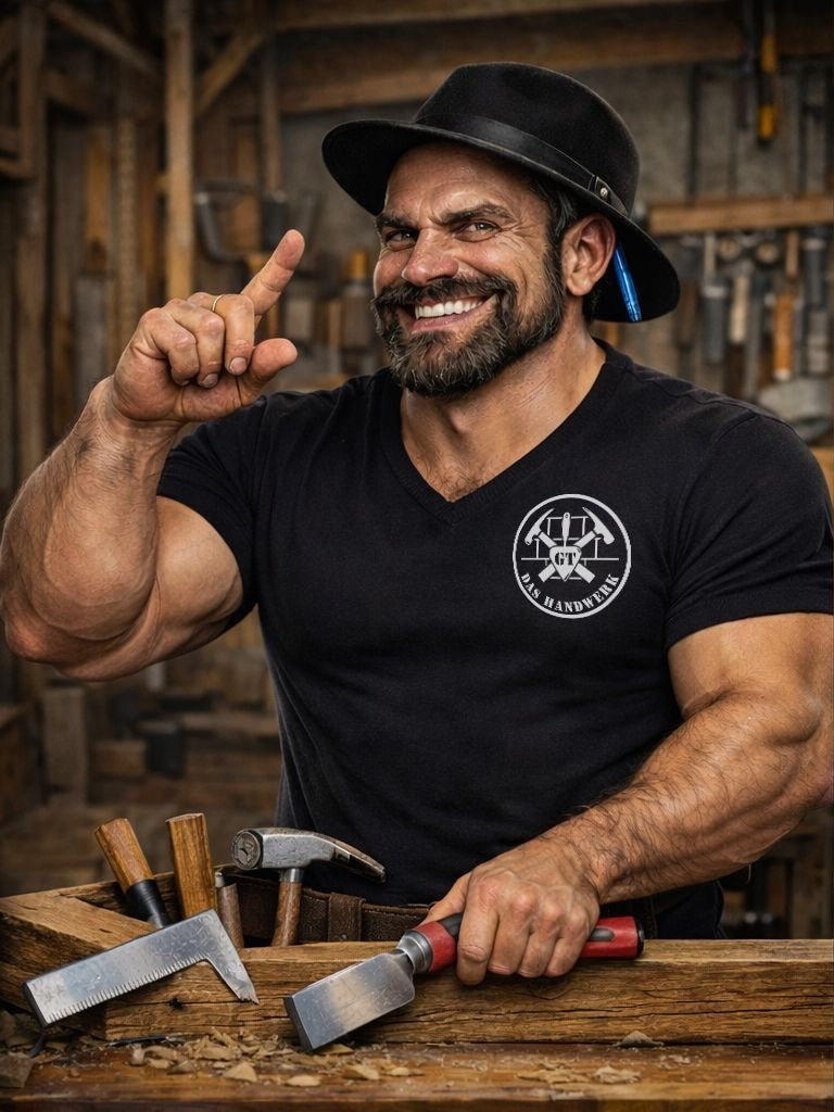 T-Shirt König der Baustelle Zimmermann Backprint