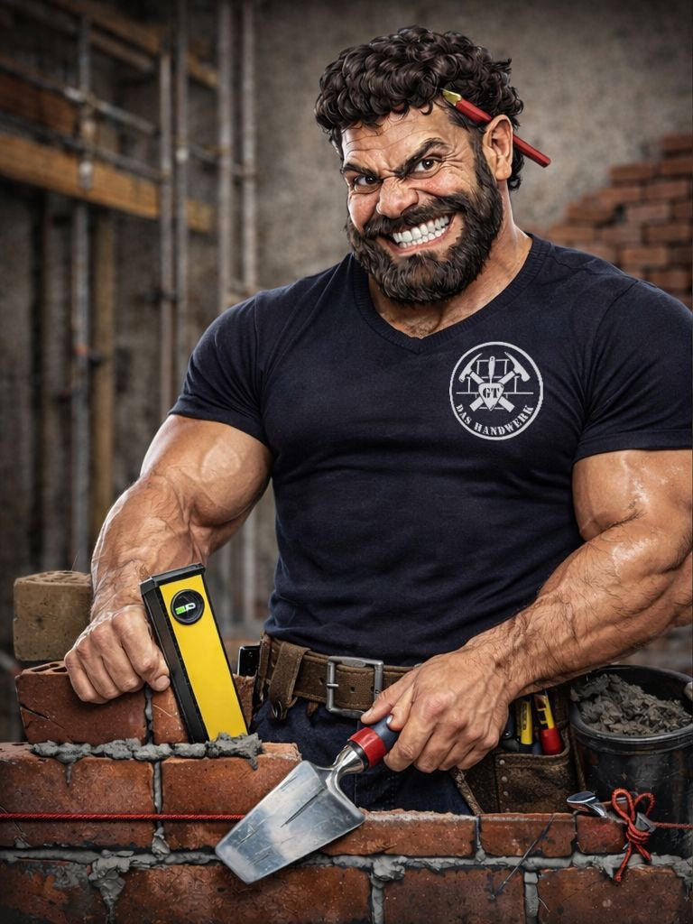 T-Shirt König der Baustelle Maurer Backprint